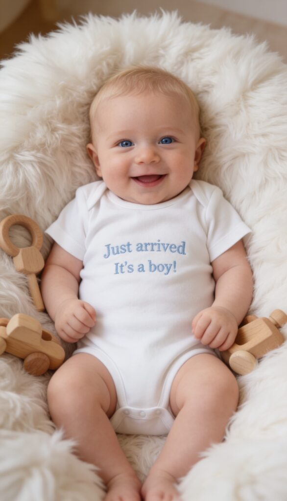 🍼 Боди за новородено „Just Arrived“ – момче или момиче